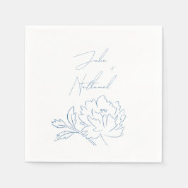Guardanapo De Papel Casamento Botânico Minimalista Dusty Blue