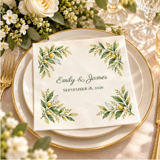 Guardanapo De Papel Casamento Botânico Moderno Verde Cítrico