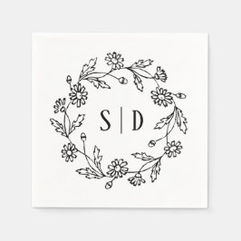 Guardanapo De Papel Casamento Botânico preto e branco
