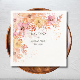 Guardanapo De Papel Casamento Botânico Romântico Jardim Floral Pastel