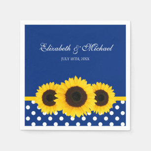 Guardanapo De Papel Casamento branco azul das bolinhas dos girassóis