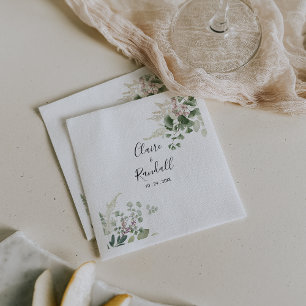 Guardanapo De Papel Casamento Branco da Folhagem Verde Floral Summer