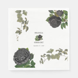 Guardanapo De Papel Casamento Branco de Rosas Negras do Halloween Góti