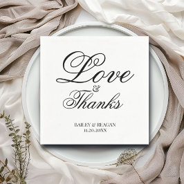 Guardanapo De Papel Casamento Branco e Negro Minimalista