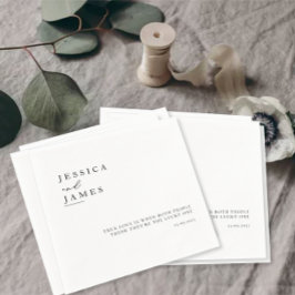 Guardanapo De Papel Casamento branco e preto elegante minimalista