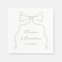 Guardanapo De Papel Casamento branco e verde do Arco desenhado à mão