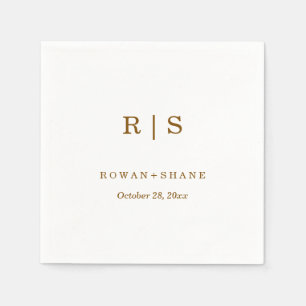 Guardanapo De Papel Casamento Branco Elegante Napkin com Monograma Mar