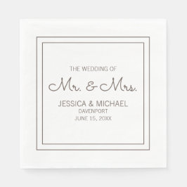 Guardanapo De Papel Casamento Branco Moderno Elegante Chic