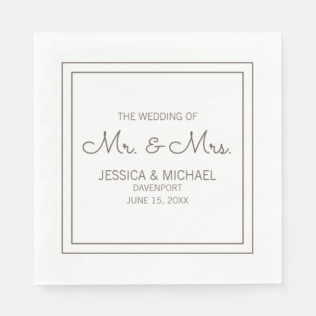 Guardanapo De Papel Casamento Branco Moderno Elegante Chic (Frente)