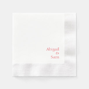 Guardanapo De Papel Casamento Branco Personalizado de Texto Vermelho