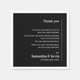 Guardanapo De Papel Casamento branco preto clássico e bonito Obrigado