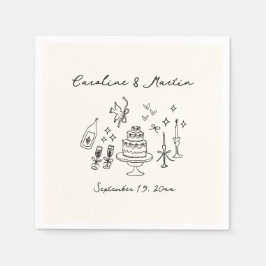 Guardanapo De Papel Casamento branco, puxado à mão