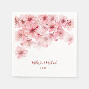 Guardanapo De Papel Casamento Branco Rosa-Rosa-Cereja