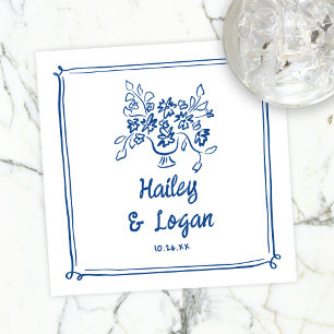Guardanapo De Papel Casamento Brilhante Floral Moderno Ilustrado Whims
