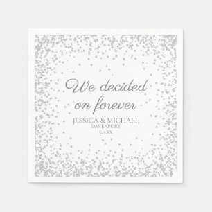 Guardanapo De Papel Casamento Brilho Prata Branco Decidimos Para Sempr