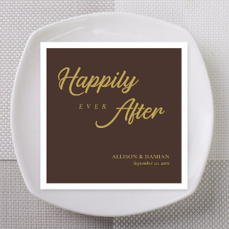 Guardanapo De Papel Casamento Brown Classic Happily Ever After