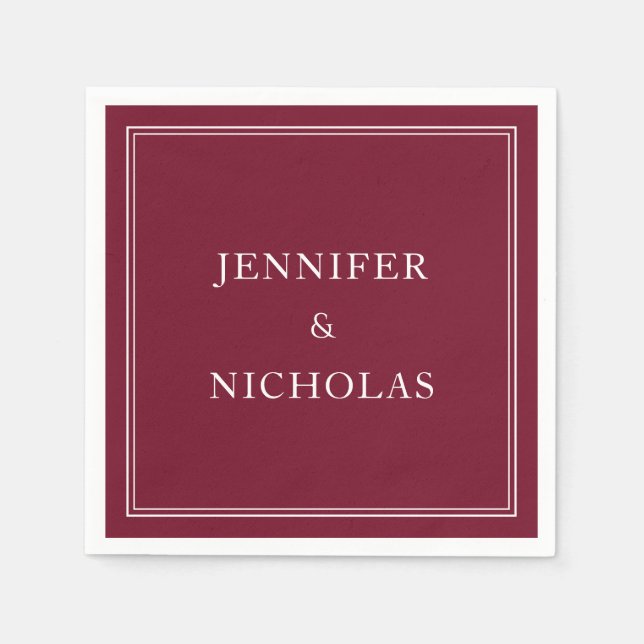 Guardanapo De Papel Casamento Burgundy Elegante (Frente)