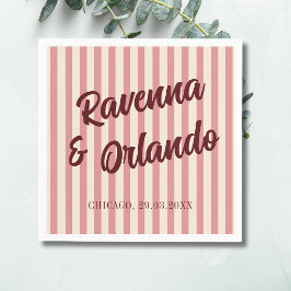 Guardanapo De Papel Casamento Burgundy Retro Blush Pink Listras
