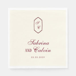 Guardanapo De Papel Casamento Burgundy Xadrez Retro Elegante
