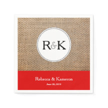 Casamento Burlap & Red Monogramed