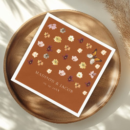 Guardanapo De Papel Casamento Burnt Orange Boho Wildflower