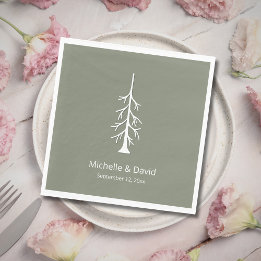Guardanapo De Papel Casamento Casual Rustic Pine Tree Sage Green