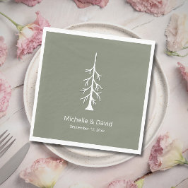 Guardanapo De Papel Casamento Casual Rustic Pine Tree Sage Green