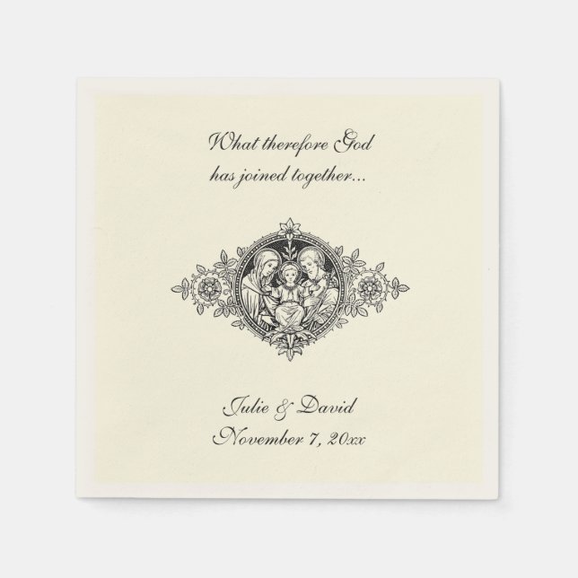 Guardanapo De Papel Casamento Católico Favorece a Santa Família Ecru N (Frente)