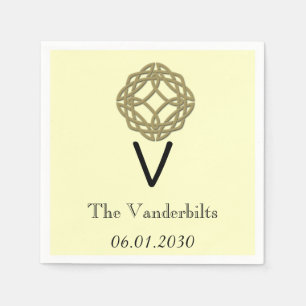 Guardanapo De Papel Casamento Celtic Eternity Knot Dourado do Monogram
