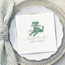 Guardanapo De Papel Casamento Champanhe Labrador Verde Sage Esnobe