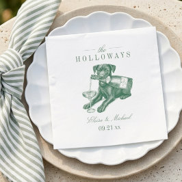 Guardanapo De Papel Casamento Champanhe Labrador Verde Sage Esportivo