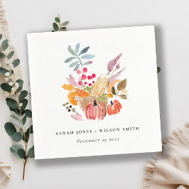 Guardanapo De Papel Casamento Chic Autumn Harvest Pumpkin Watercolor