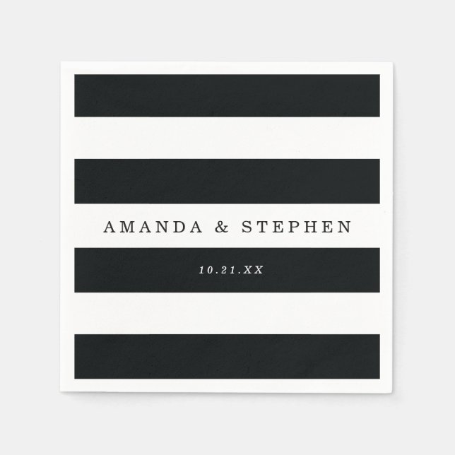 Guardanapo De Papel Casamento Chic Black Stripes (Frente)