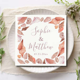 Guardanapo De Papel Casamento Chic Costeiro de Beach Seashells