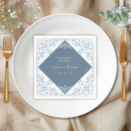Guardanapo De Papel Casamento Chic da Chinoiserie Blue e White Costeir