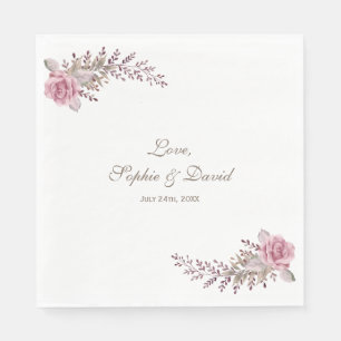 Guardanapo De Papel Casamento Chic Marsala Maroon Floral Watercolor