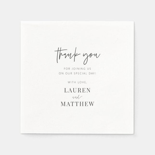 Guardanapo De Papel Casamento Chic Moderno Simples Obrigado (Frente)