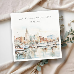 Guardanapo De Papel Casamento Chic Tampa Florida Skyline Watercolor