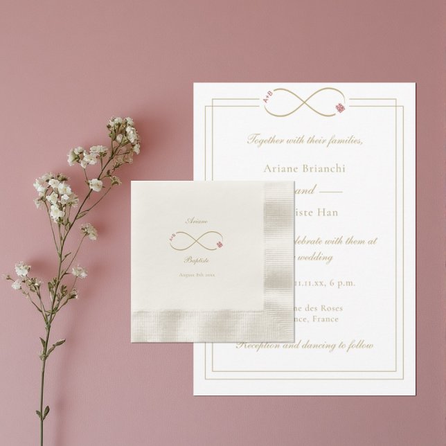 Guardanapo De Papel Casamento Chinês de Amor Infinito Dupla Felicidade (Criador carregado)