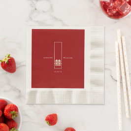 Guardanapo De Papel Casamento Chinês de Dupla Felicidade Retangular