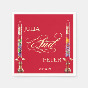 Guardanapo De Papel Casamento Chinês de Velas Vermelhas Dragão-Phoenix