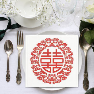 Guardanapo De Papel casamento chinês moderno da felicidade dobro