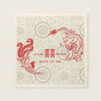 Casamento Chinês Personalizado Moderno Dragão-Phoe
