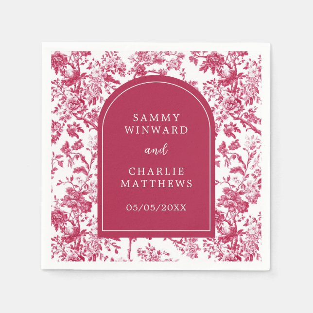 Guardanapo De Papel Casamento Chinoiserie Antigo Rosa (Frente)