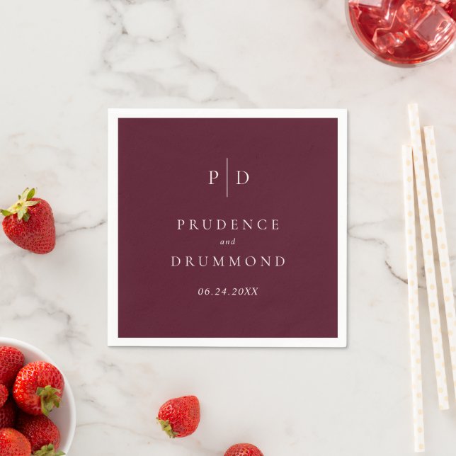 Guardanapo De Papel Casamento Clássico Burgundy Profundo e Elegante (Insitu)