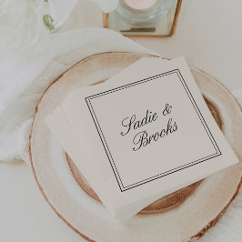 Guardanapo De Papel Casamento Clássico com Letra de Forma Preta