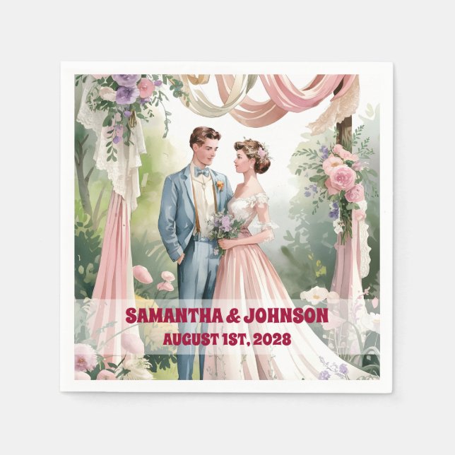 Guardanapo De Papel Casamento clássico de Chique Vintage (Frente)