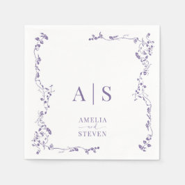 Guardanapo De Papel Casamento Clássico de Folha Floral Elegante