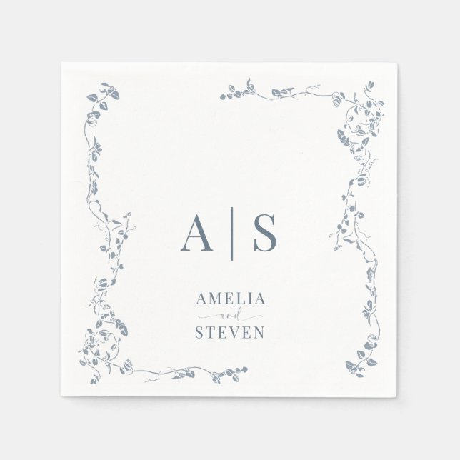 Guardanapo De Papel Casamento Clássico de Folha Floral Elegante (Frente)