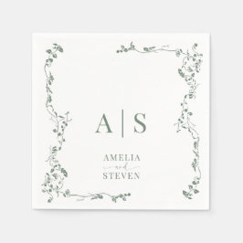 Guardanapo De Papel Casamento Clássico de Folha Floral Elegante